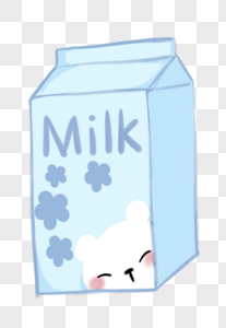 创意卡特可爱蓝色白熊牛奶盒高清图片