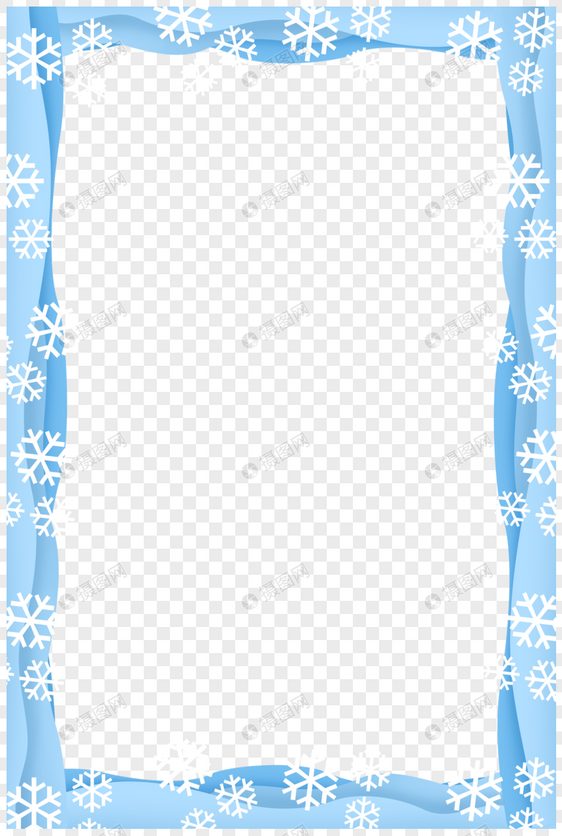冬天蓝色雪花边框图片