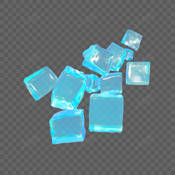 蓝色冰块元素图片