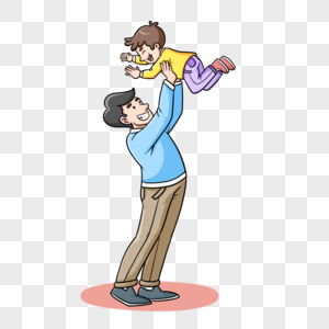 卡通爸爸和儿子爸爸举起宝宝素材