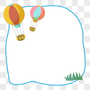 热气球手绘边框卡片高清图片
