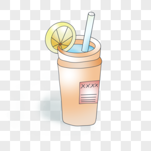柠檬橘色杯子饮料手绘图片
