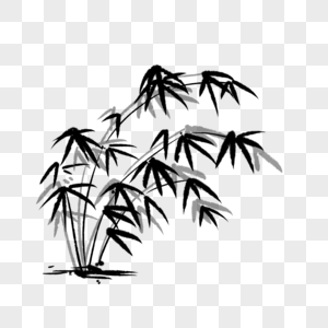 黑白中国风竹叶元素_免抠素材_PNG图片下载-摄图网 