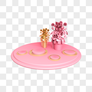 粉金色创意花卉舞台图片