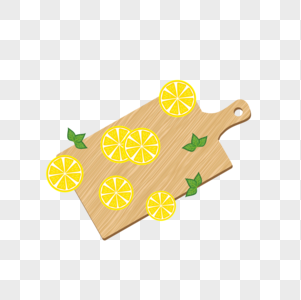 木板上的柠檬片元素图片