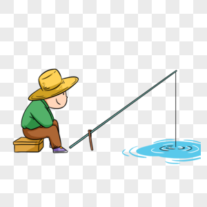 钓鱼的草帽男人高清图片