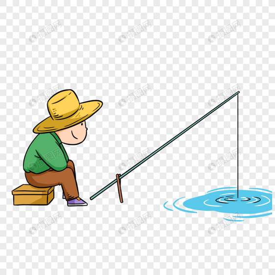 钓鱼的草帽男人图片