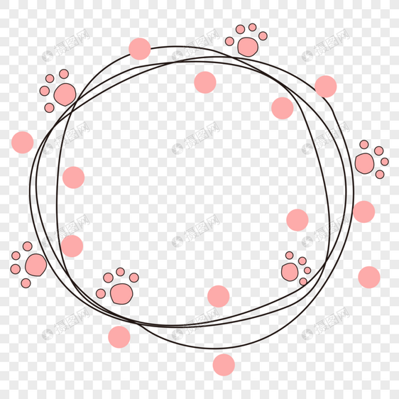 粉色点点 动物脚印边框图片