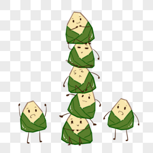 拟人表情叠罗汉的粽子素材