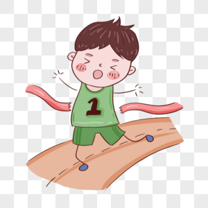 体育运动跑步比赛小男孩冲过终点线图片素材