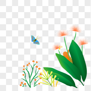 花卉植物蝴蝶漂浮物图片