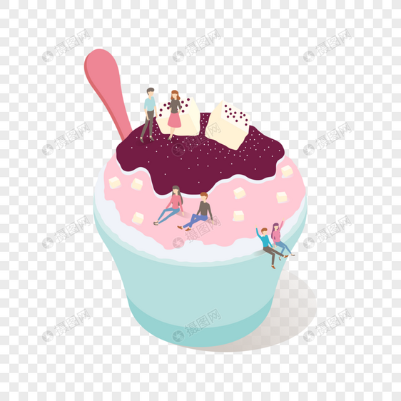 冰淇凌上玩耍的可爱人物图片