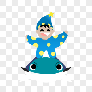 儿童节梦游骑鲨鱼小男孩图片