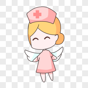 手绘卡通护士节粉衣白衣天使图片