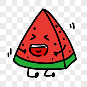 手绘西瓜卡通西瓜捧腹大笑表情素材