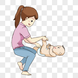 妈妈给婴儿换尿布图片素材