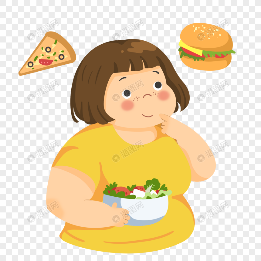 吃蔬菜沙拉减肥的女孩图片