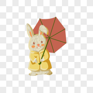 打伞的兔子图片