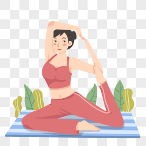 手绘卡通练习瑜伽的女人图片