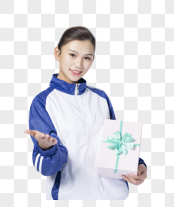 拿着礼物盒的女学生图片