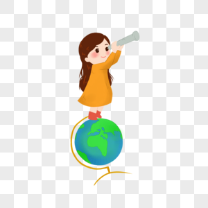 女孩与地球仪图片