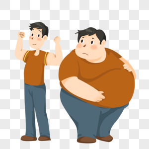 身材肥胖对比的男人图片