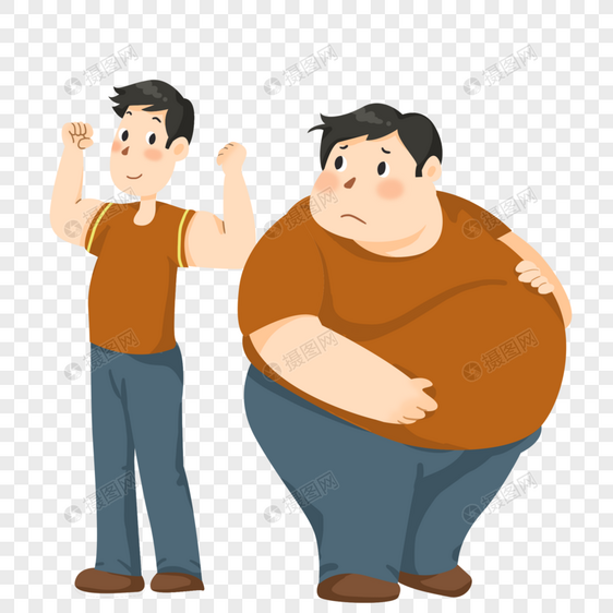 身材肥胖对比的男人图片