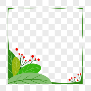 红色野果子森系植物边框图片