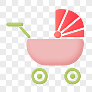 手绘卡通粉色婴儿车图片