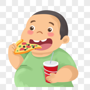 吃披萨的小胖子高清图片