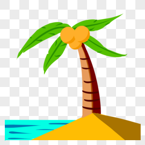 夏天海滩椰子树图片