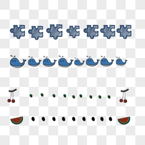 拼图鲸鱼水果可爱分割线高清图片