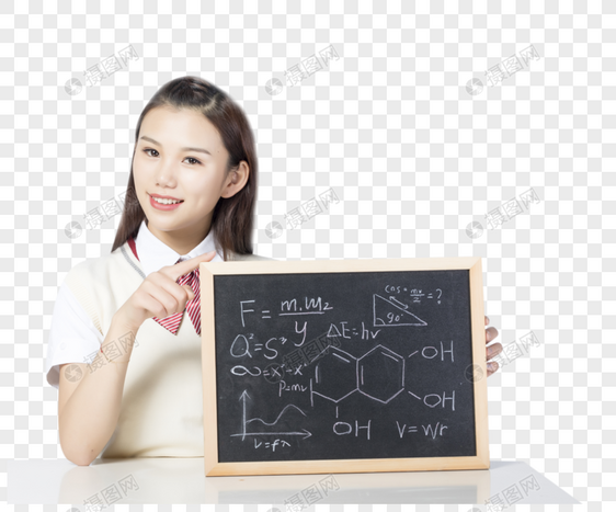 拿着黑板的女学生图片