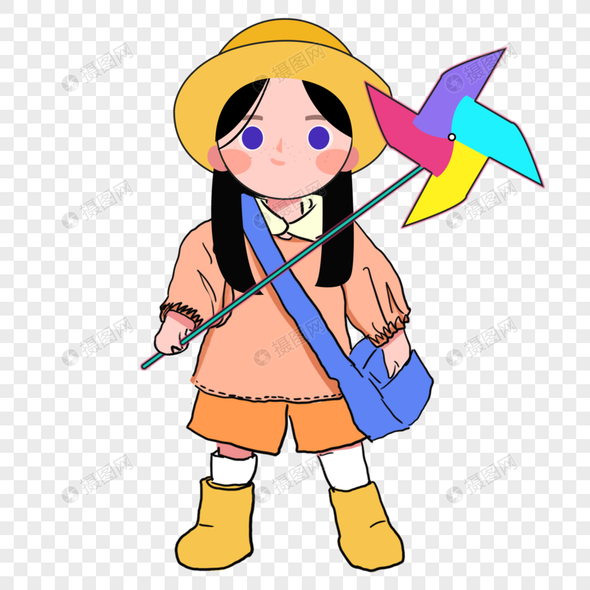 拿风车的女孩