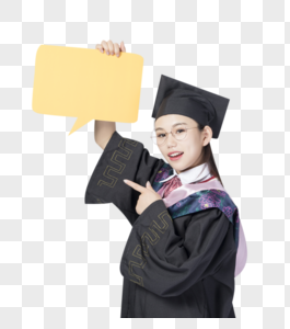 拿着文字框的毕业女学生图片