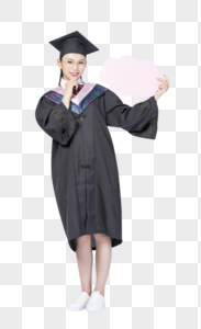 拿着文字框的毕业女学生图片