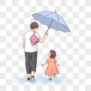 雨中的父女背影图片