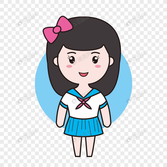 卡通水手服少女图片