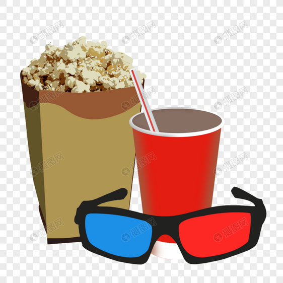 各类电影节 爆米花可乐3d眼镜组合图片