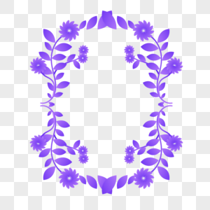 原创紫色风植物元素装饰边框图片