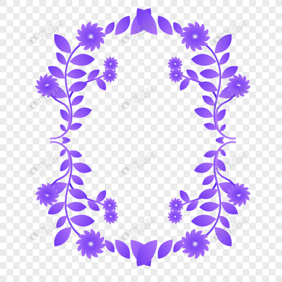 原创紫色风植物元素装饰边框图片