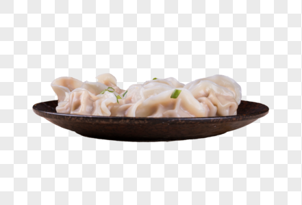 一盘煮熟的美食饺子高清图片