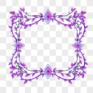 原创紫色精美植物元素边框图片