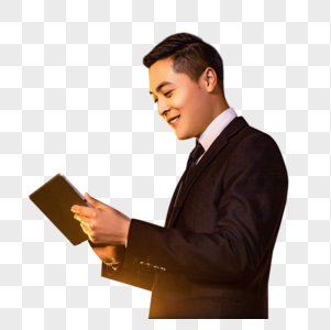 青年商务男士与平板电脑图片