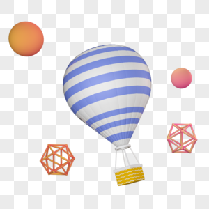 立体热气球漂浮插图高清图片