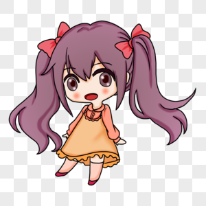马尾辫卡通女生图片