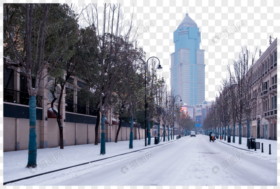 武汉中山大道雪景图片