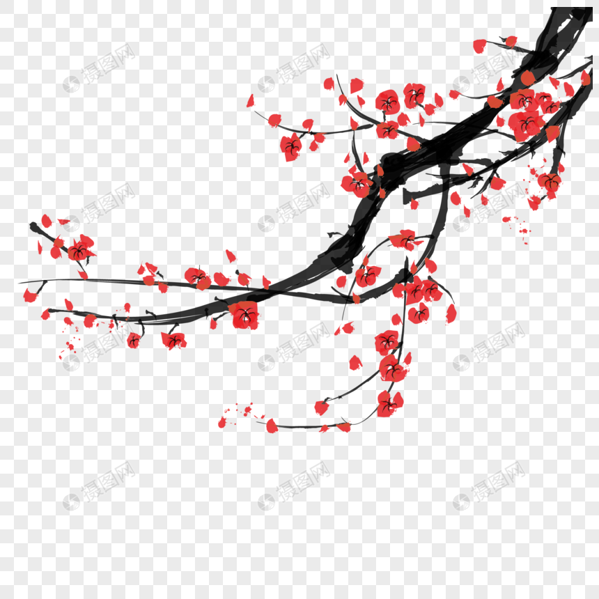 水墨梅花免抠素材元素素材下载 正版素材 摄图网