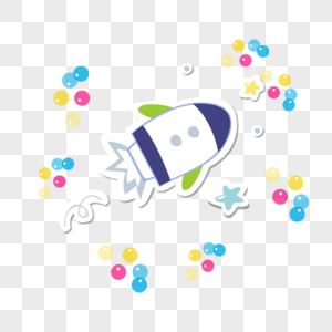 矢量卡通潜艇火箭彩色气泡图片