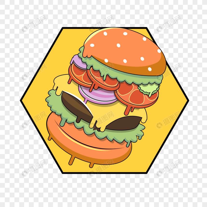 卡通汉堡插画元素素材下载 正版素材 摄图网